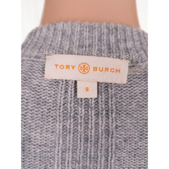 Tory Burch Gray Embellished Crew Neck Sweater - Picture 14 of 15